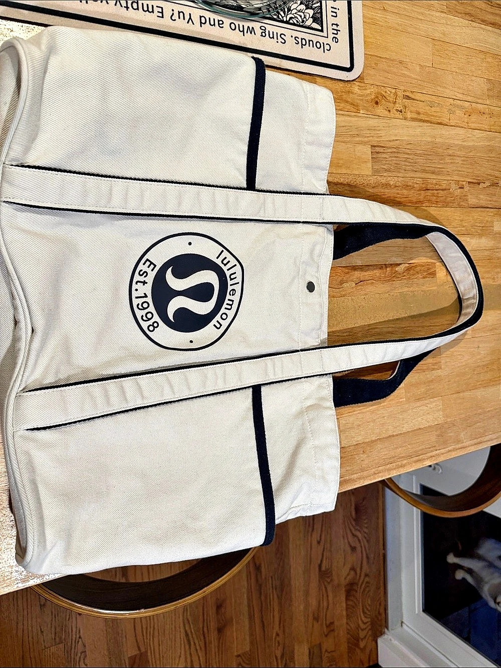 lululemon Daily Multi-Pocket Canvas Tote Bag 20L White & Blue